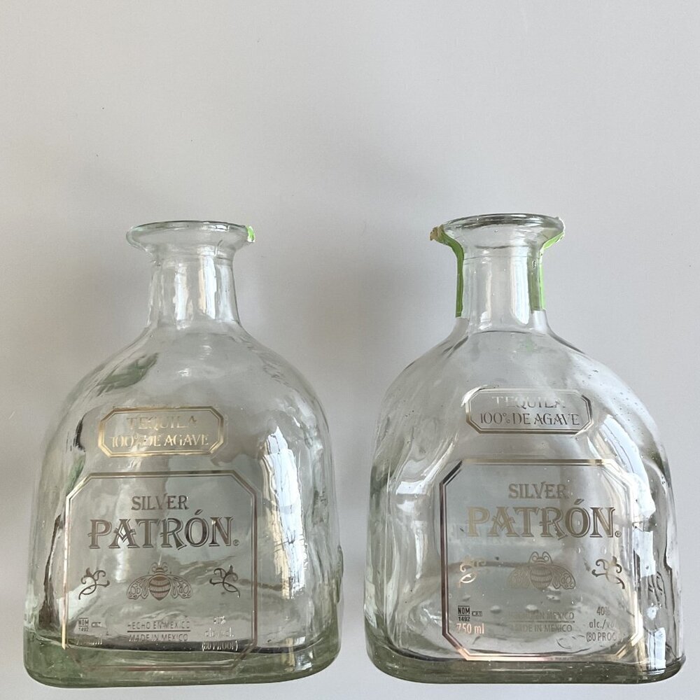 DIY 2 PATRON SILVER TEQUILA BOTTLES CRAFTING  GIFTS HEAVY DUTY 750 ml